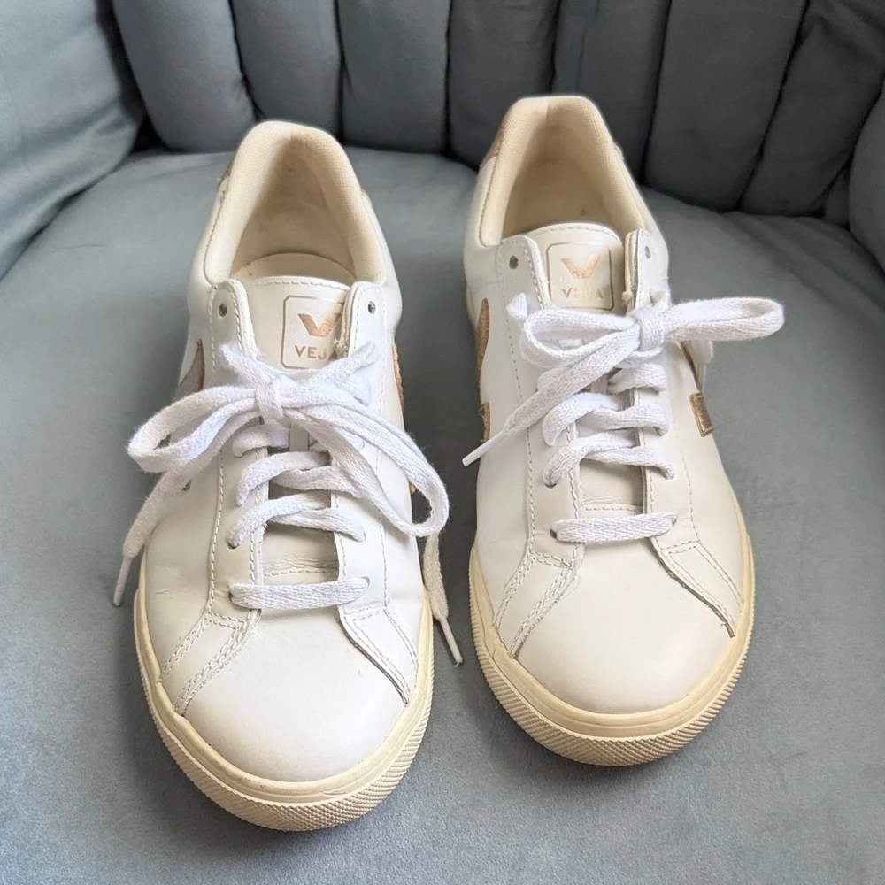 Veja Esplar Logo Leather Sneakers Extra White/ Platine 40 / 9 With Box - Picture 6 of 11
